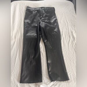 Banana Republic Black Cropped Bootcut Women's Faux Leather pants 4/27